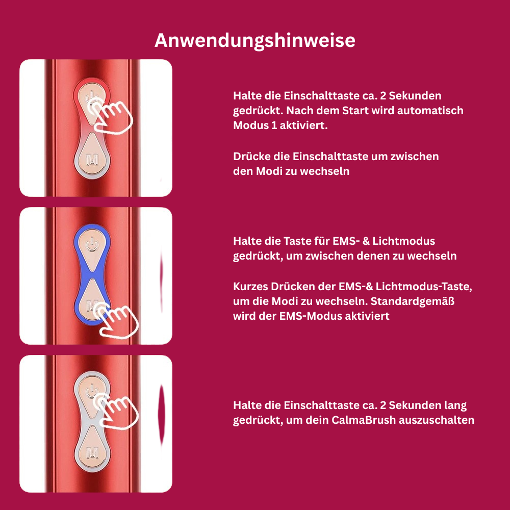 CalmaBrush - elektrische Massagebürste mit sanfter Vibration und wärmendem Licht