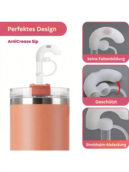 AntiCrease Sip - Anti-Falten-Strohhalmaufsatz aus Silikon